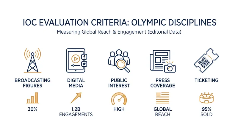 The IOC will use a data-driven analysis of popularity indicators to determine which disciplines remain on the program.