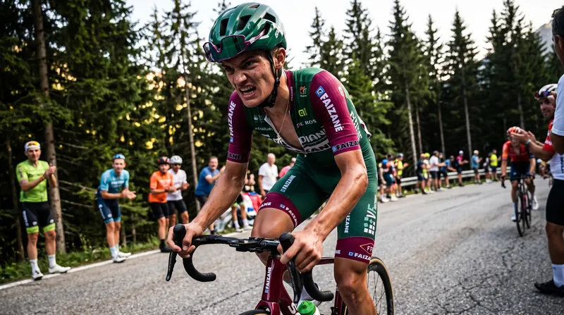 Giulio Pellizzari launched a devastating attack in the final 1.2 kilometers to win Stage 5.