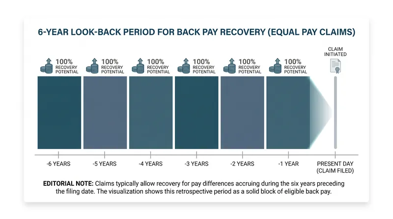 Employees can now recover up to six years of back pay for equal pay violations.