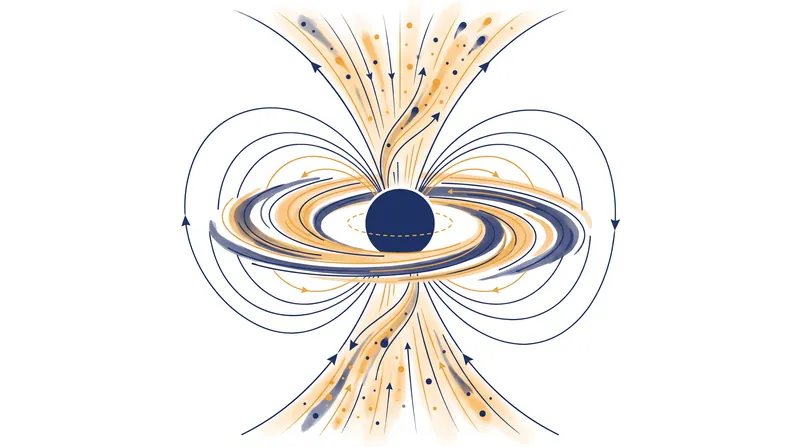 Intense friction and magnetic forces in the accretion disk fling hot plasma outward, creating the galactic wind.