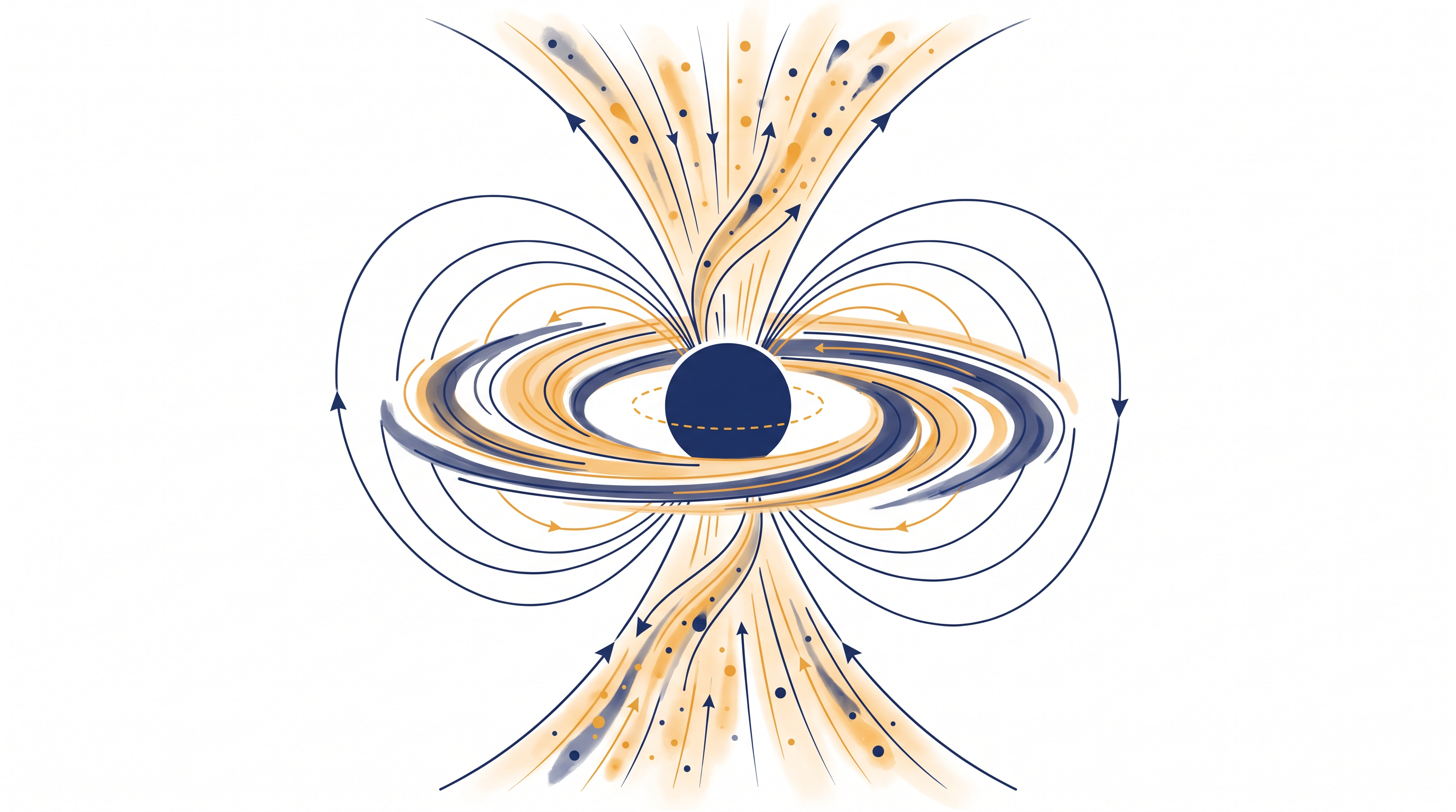 Intense friction and magnetic forces in the accretion disk fling hot plasma outward, creating the galactic wind.