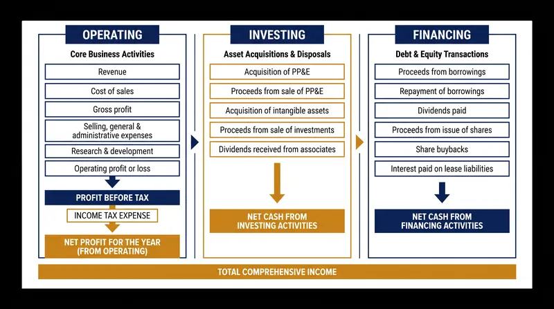 IFRS 18 mandates a strict three-category architecture for the statement of profit or loss.