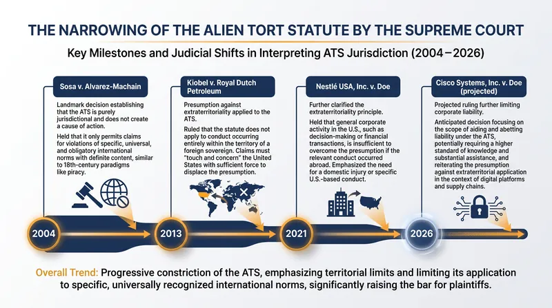 The Supreme Court has progressively restricted the extraterritorial reach of the Alien Tort Statute over the past two decades.