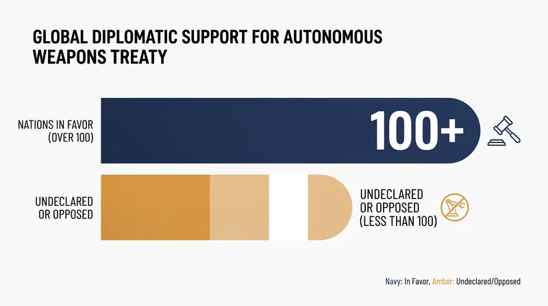 Over 100 countries currently support a legally binding instrument to regulate or ban lethal autonomous weapons systems.