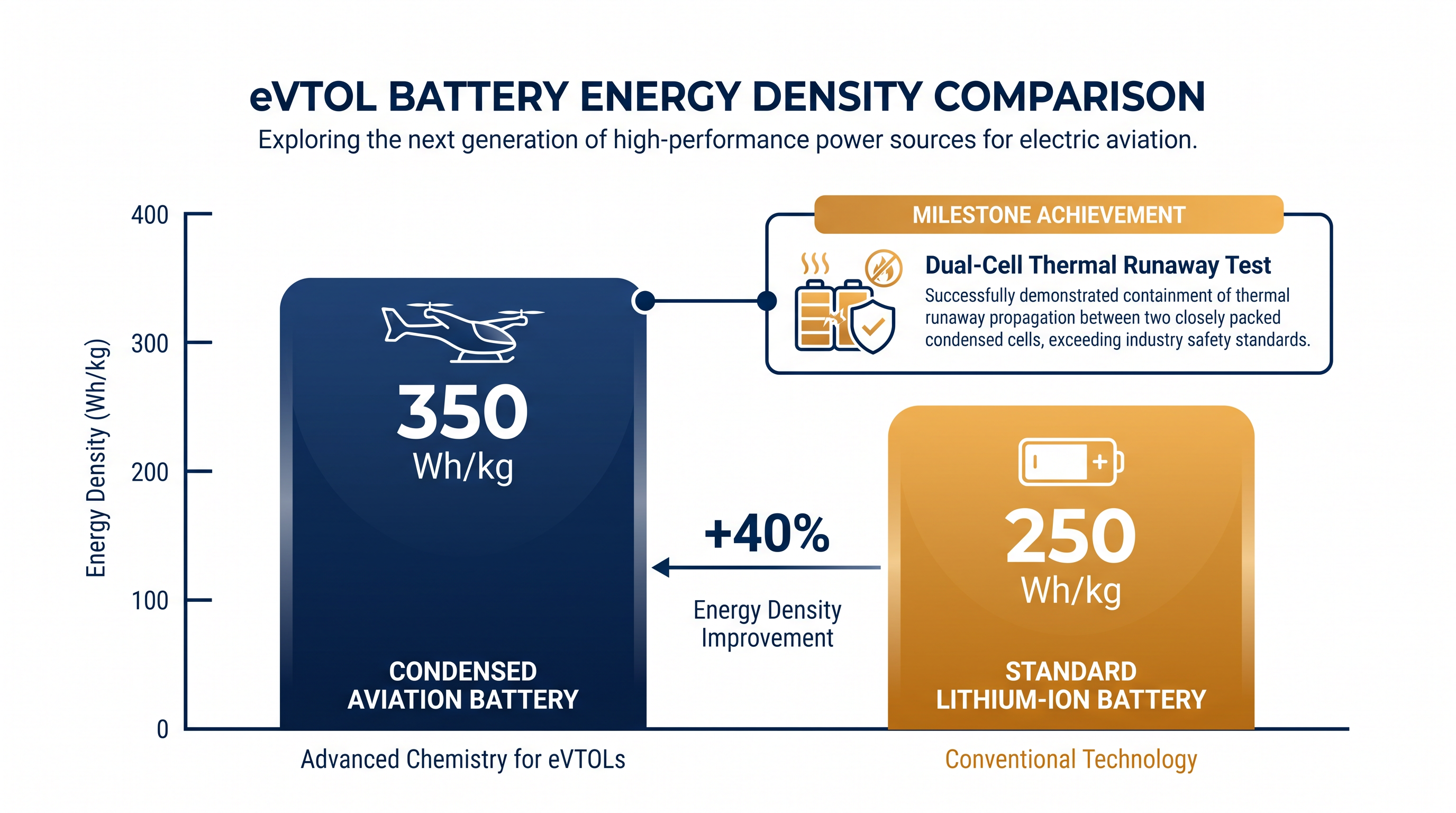 Comparing the energy density of next-generation condensed cells against legacy lithium-ion options.