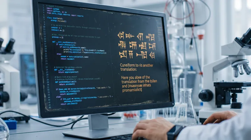 The neural machine translation model processes Unicode representations of ancient glyphs to predict English prose.