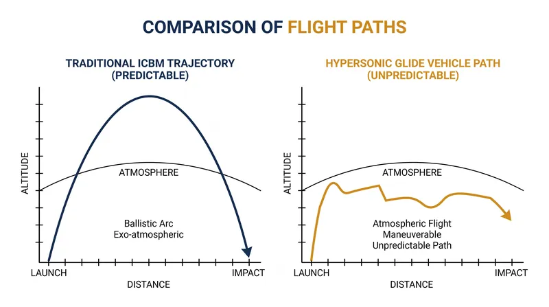 Hypersonic glide vehicles maneuver in the atmosphere, complicating traditional radar tracking.