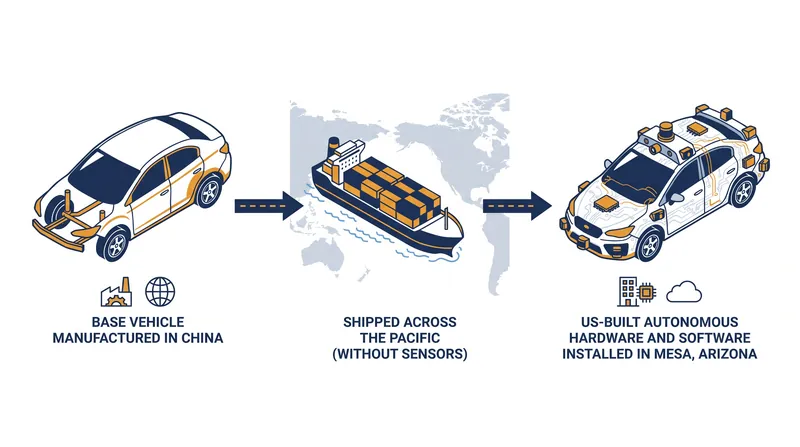 To comply with U.S. security rules, the base vehicles are imported without connectivity hardware and outfitted domestically.