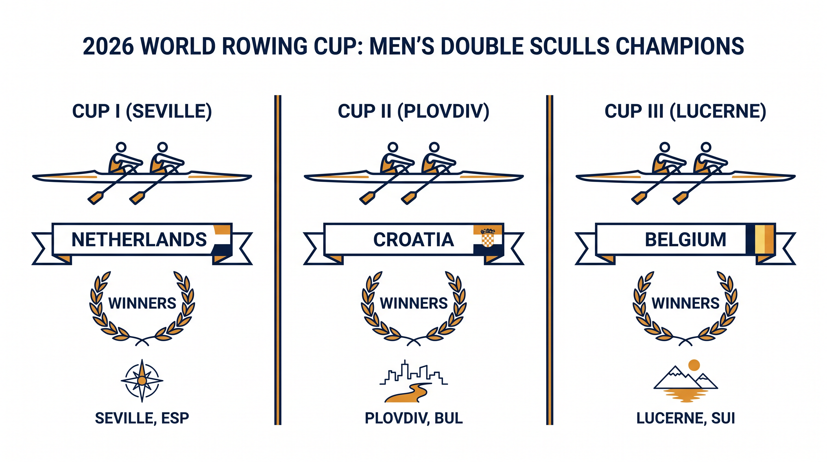 Three different nations claimed the three World Rowing Cup regattas in 2026, setting up a wide-open world championship.