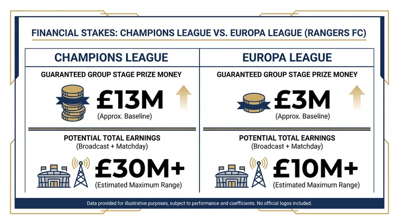 The financial disparity between the Champions League and Europa League significantly impacts club revenues.