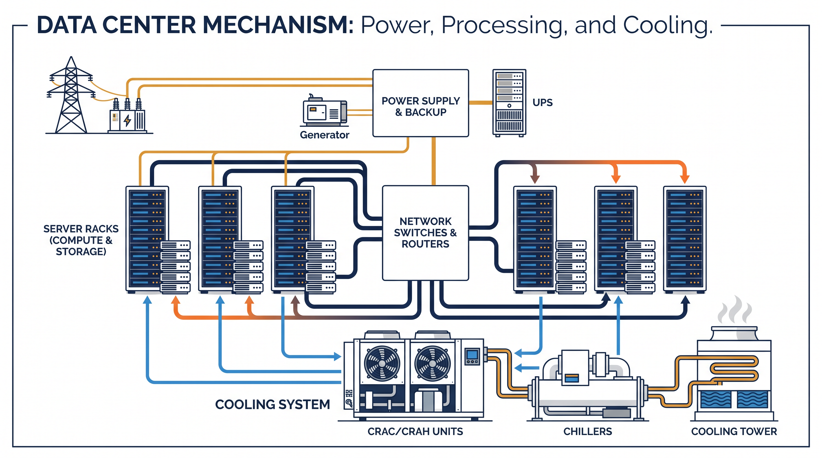 Data centers require massive amounts of electricity and water to keep servers cool.