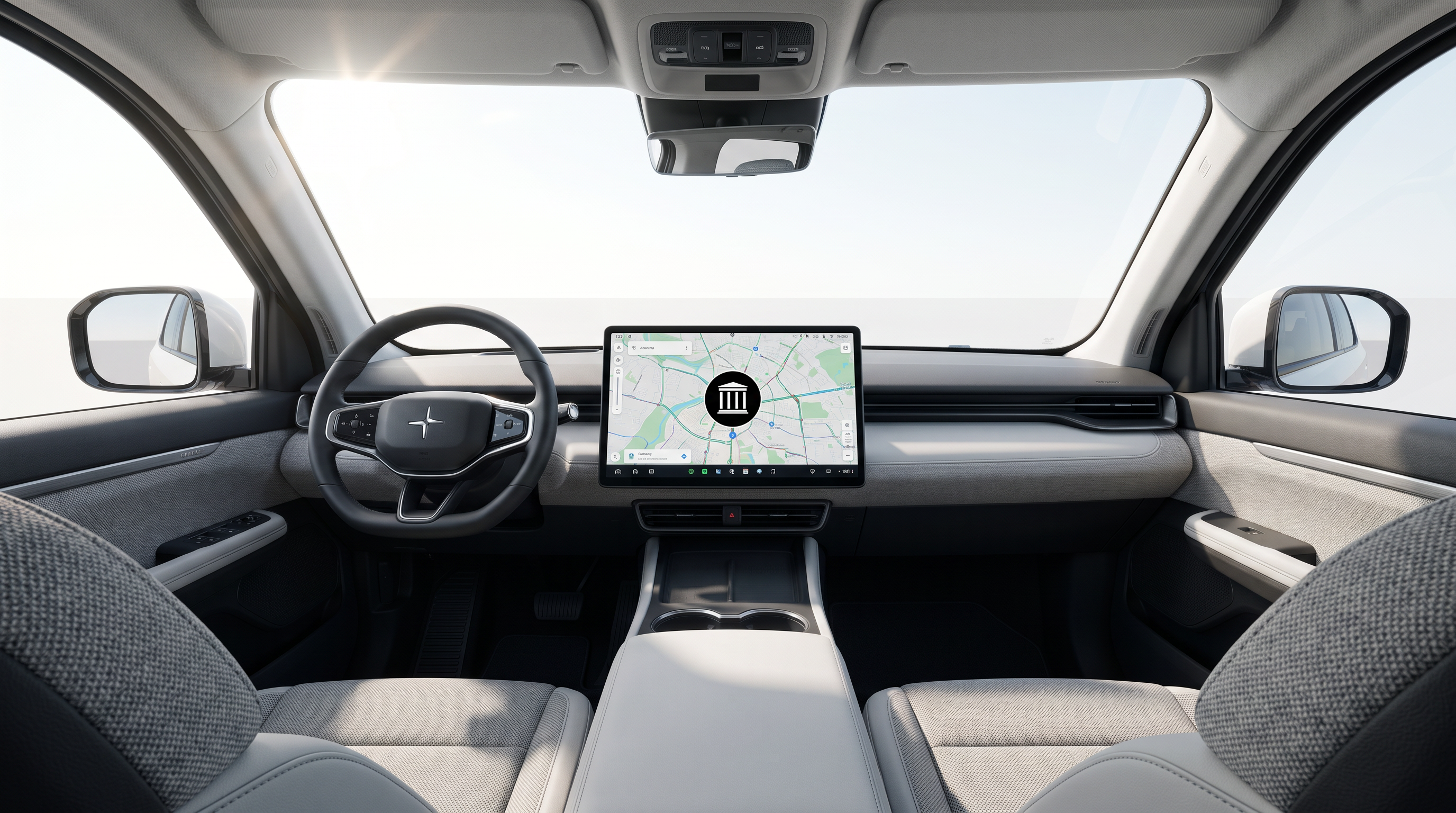 The Fathom's interior features deep integration with Apple Maps and Ford's BlueCruise system.
