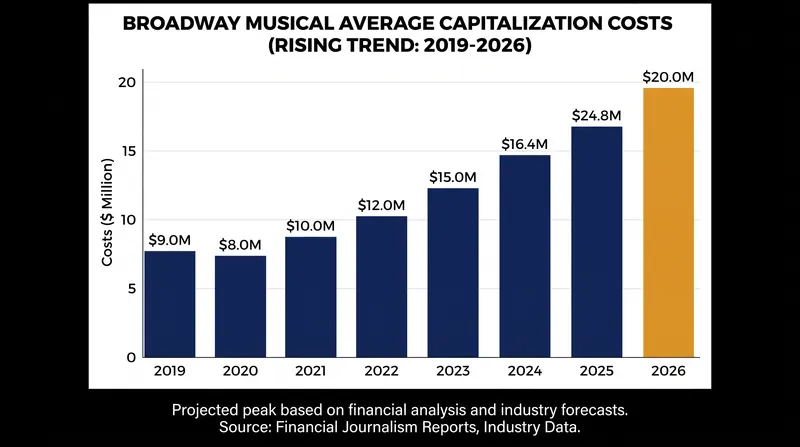 The average cost to mount a new musical on Broadway has surged in the post-pandemic era.
