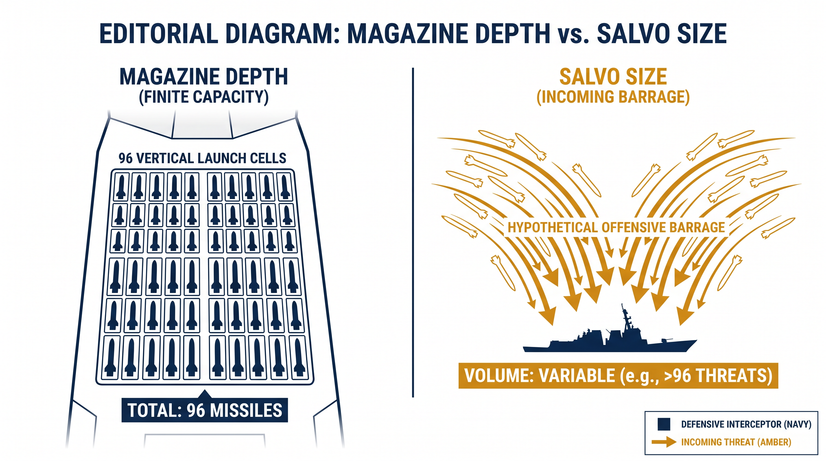 Magazine depth dictates how many incoming threats a ship can intercept before it must retreat to reload.