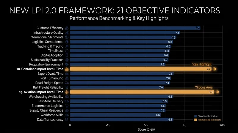 The new framework utilizes 21 distinct metrics to measure supply chain speed and connectivity.