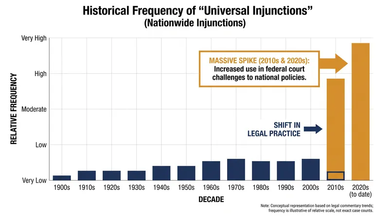 The use of nationwide injunctions has surged dramatically over the last three presidential administrations.
