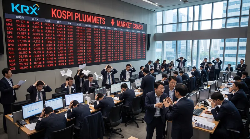 South Korea's KOSPI index suffered its largest single-day decline on record as the memory stock selloff triggered market-wide circuit breakers.