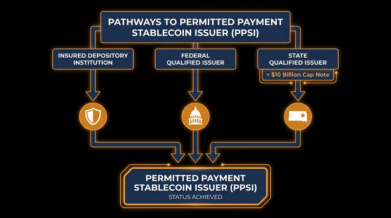 The legislation establishes a tiered licensing system for stablecoin issuers based on their size and charter.