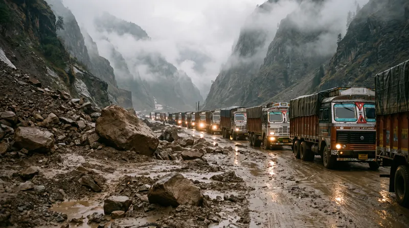 Repeated mudslides have paralyzed the Jammu-Srinagar National Highway, severing vital supply lines and stranding commercial transport.