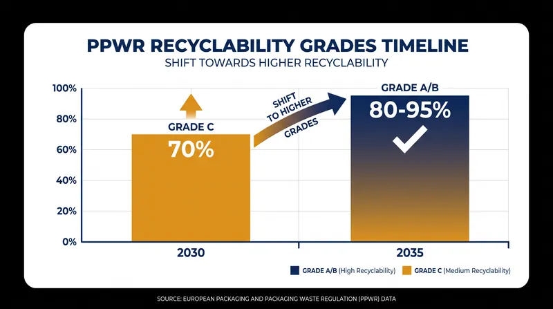 The escalating recyclability thresholds required for EU market access.