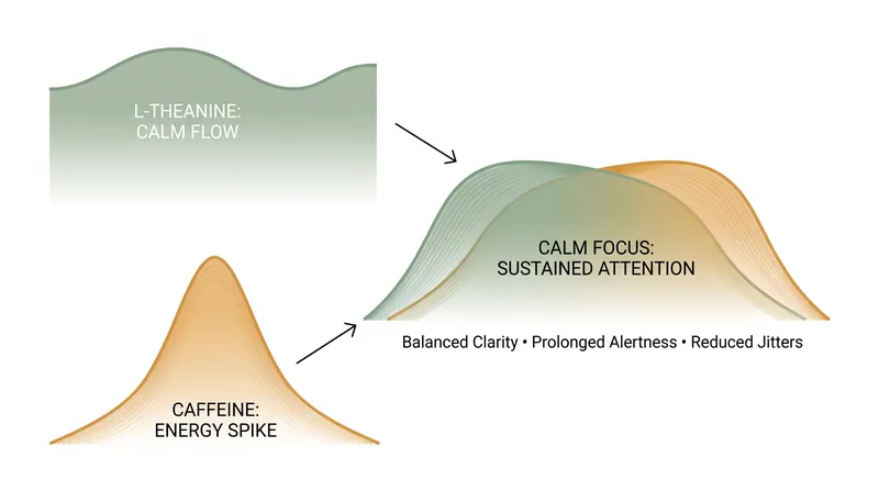 L-theanine smooths the absorption of caffeine, extending its effects while eliminating the crash.