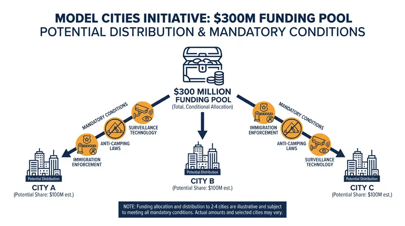 The Model Cities Initiative concentrates $300 million into a small number of jurisdictions that agree to specific federal policy conditions.