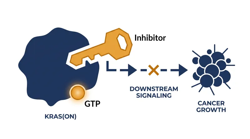 Multi-selective inhibitors bind to the active state of the KRAS protein, shutting down the signals that drive tumor growth.