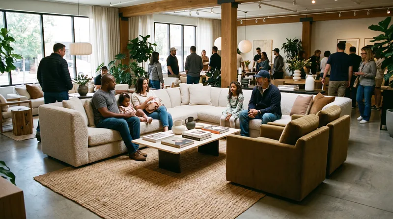 Physical stores allow consumers to test high-consideration items like sofas before making a purchase.