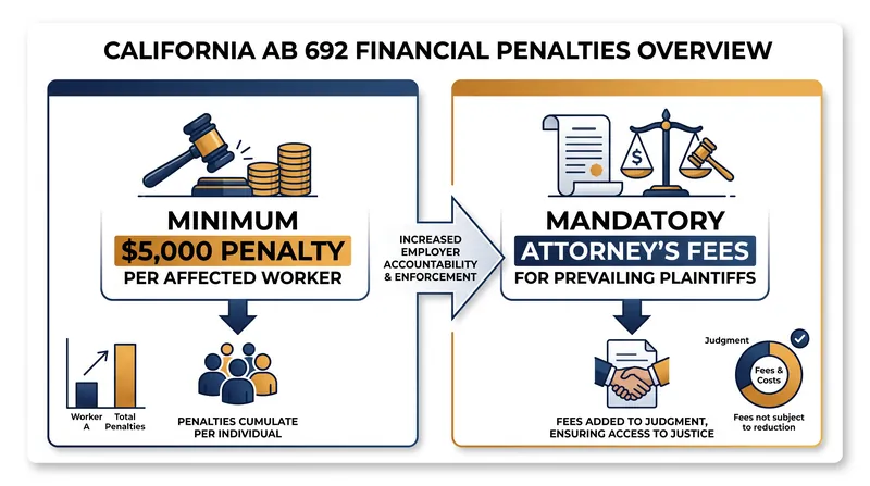 The financial stakes for non-compliant employers under AB 692.