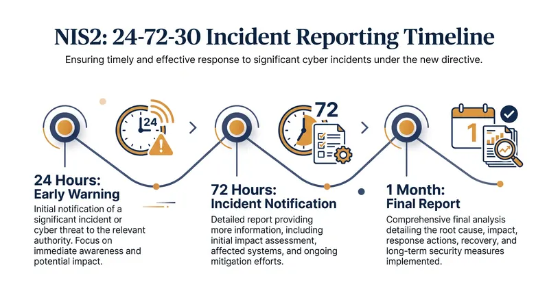 The strict three-stage reporting timeline required by Article 23.