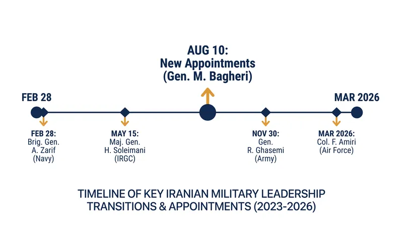 Timeline of leadership changes following the US-Israeli strikes.