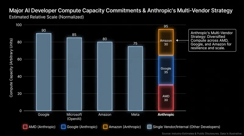 Anthropic is actively diversifying its hardware supply chain to avoid reliance on a single vendor.