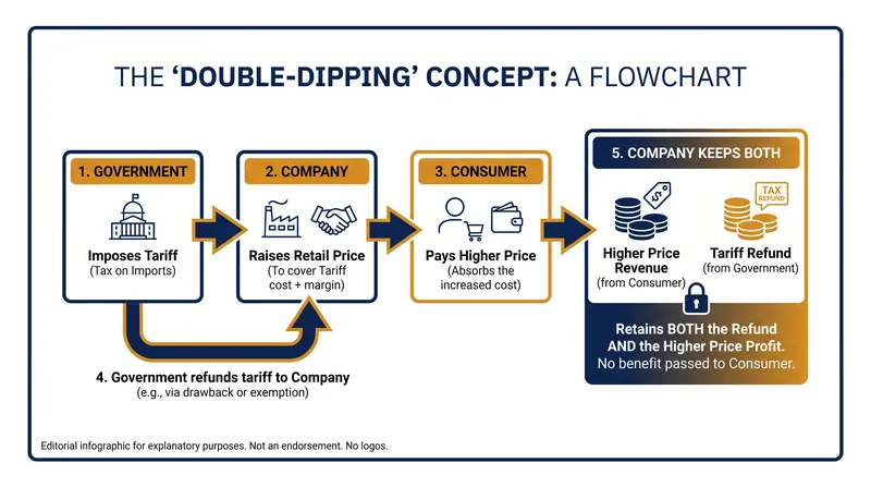 How plaintiffs allege hardware manufacturers are profiting twice from the invalidated tariffs.