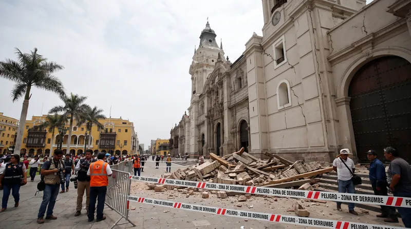 Historic structures, including the cathedral in Manizales, sustained severe damage during the prolonged seismic shaking.