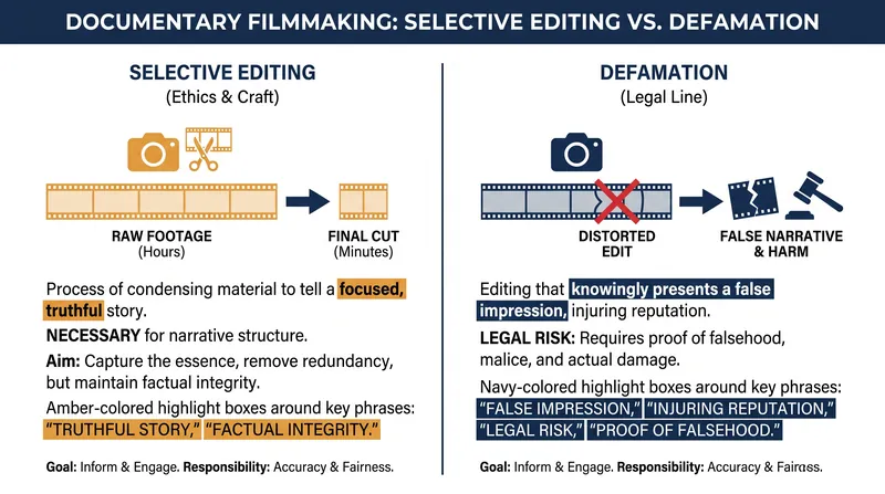The legal line between standard editorial condensing and actionable defamation.