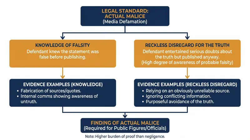 To win a defamation suit, public figures must prove that publishers acted with 'actual malice' or reckless disregard for the truth.