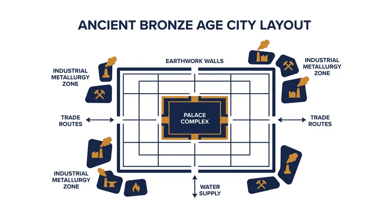 The city's layout reveals deliberate urban planning, complete with residential blocks and an industrial sector.