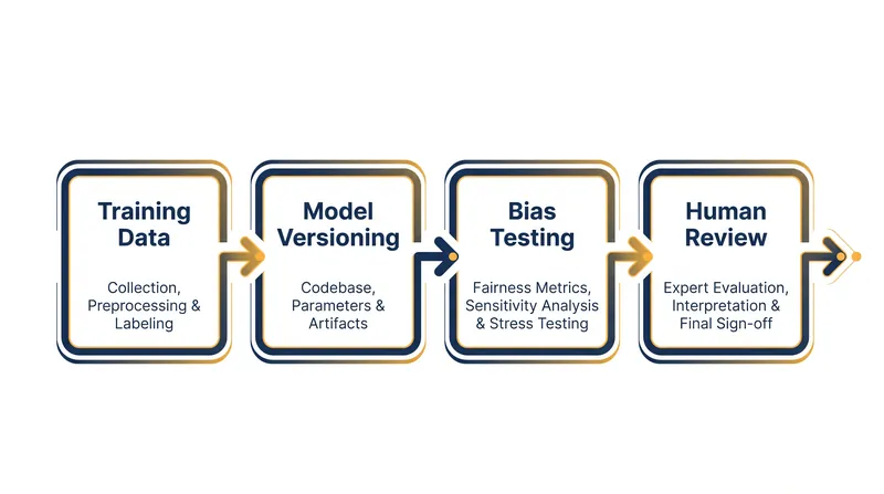 The components of an AI audit trail required for federal data traceability.