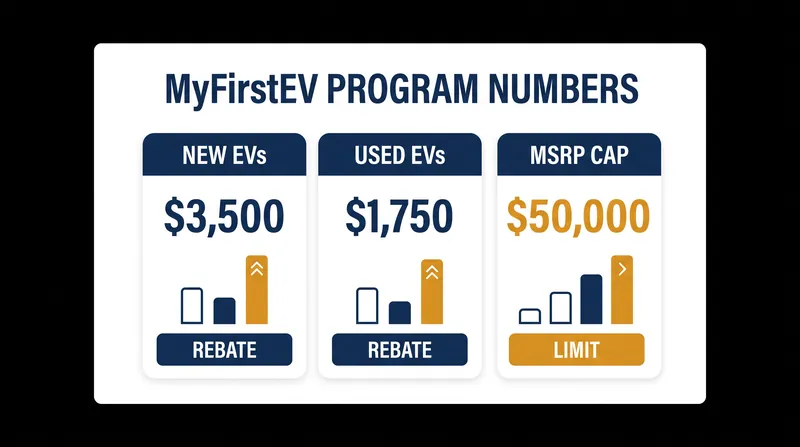 The MyFirstEV program targets first-time buyers with strict price caps to ensure funds support mainstream adoption.