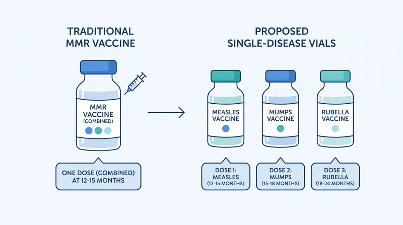 The order recommends splitting the combined MMR vaccine into three separate shots, though single-antigen versions are not currently available in the U.S.