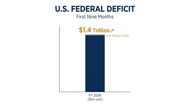 The federal deficit widened to $1.4 trillion over the first nine months of the fiscal year.