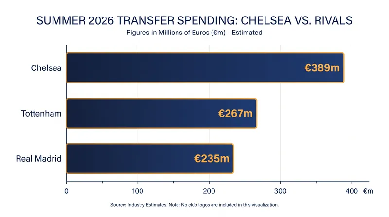 Chelsea's 2026 summer gross expenditure vastly outpaces European rivals.