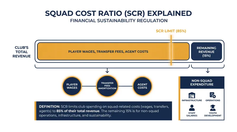 The Squad Cost Ratio limits clubs to spending 85% of their revenue on squad costs.