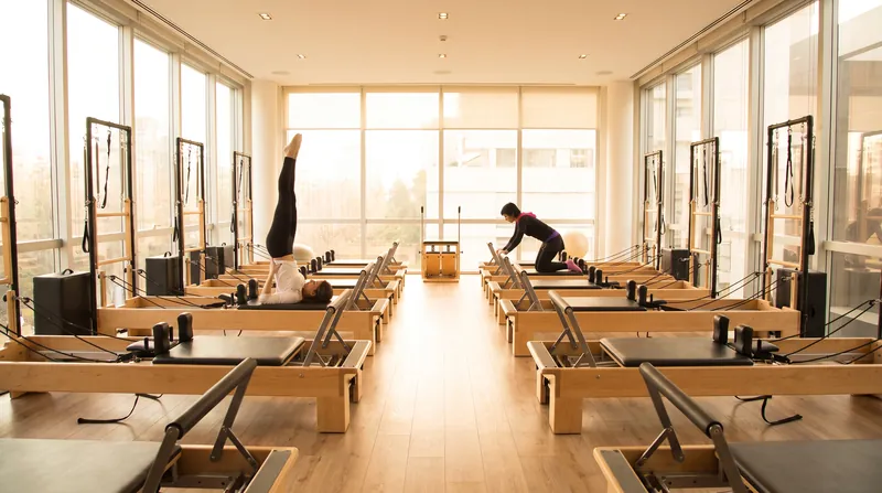 The reformer machine provides variable resistance, allowing for a highly controlled and low-impact workout.