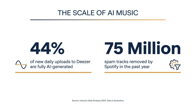 The sheer volume of synthetic audio has forced streaming platforms to build structural defenses.