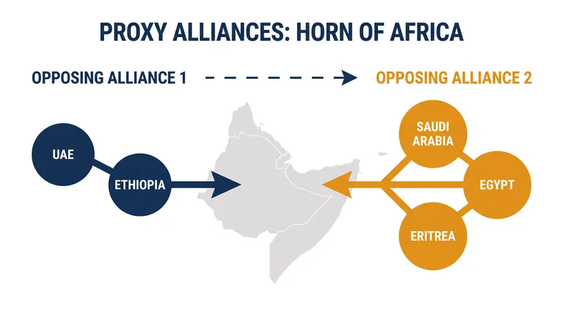 Competing Middle Eastern powers are increasingly aligning with rival factions in the Horn of Africa.