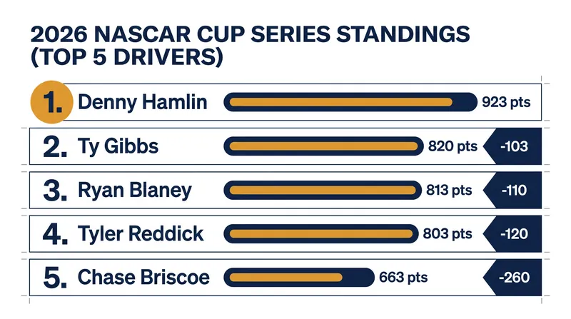 Denny Hamlin has opened a 103-point lead over teammate Ty Gibbs with three races remaining in the regular season.