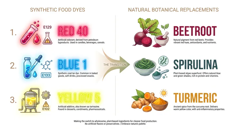 How the food industry is replacing synthetic dyes with botanical alternatives.