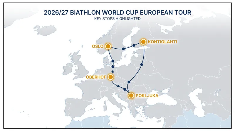 The 2026/27 circuit features a new holiday stop in Slovenia and a later date for the German stage.