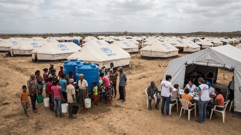 Thousands of displaced residents have sought shelter in temporary camps as humanitarian organizations warn of a looming public health crisis.